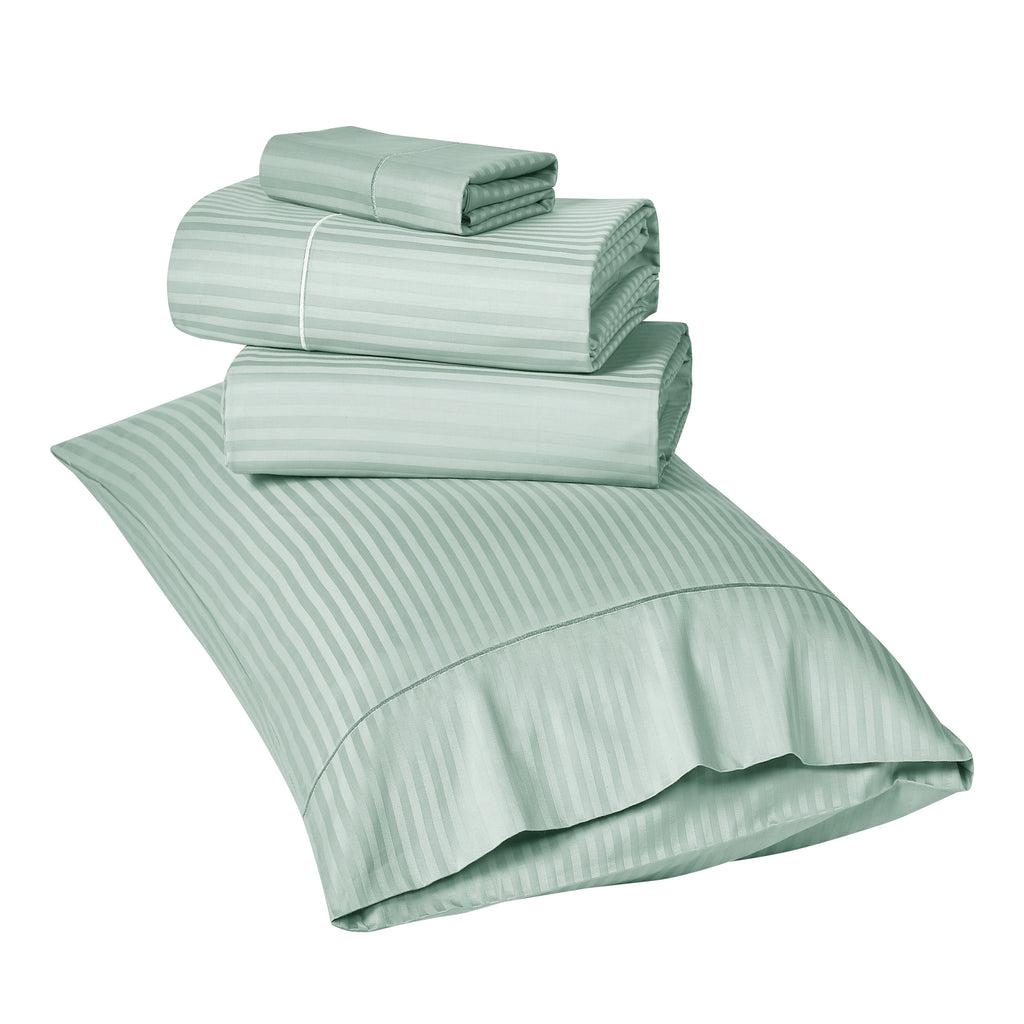 1000 Thread Count Egyptian Cotton Damask Stripe Sheet Set - Long-Lasting Quality, Durable, and Breathability for Premium Sleep