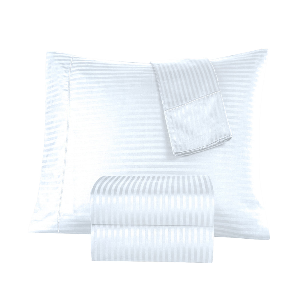 1000 Thread Count Egyptian Cotton Damask Stripe Sheet Set - Long-Lasting Quality, Durable, and Breathability for Premium Sleep
