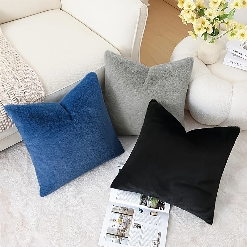 Set Of 2 Faux Fur Plush Throw Pillow Covers, Luxury Soft Fluffy Cozy Decorative Pillow Covers for Sofa, Couch, Living Room, Pillow Covers, Suitable for Bedroom Bedding, Home Decoration, Sofa Decoration, Camping, Outdoor And Other Multiple Scenarios