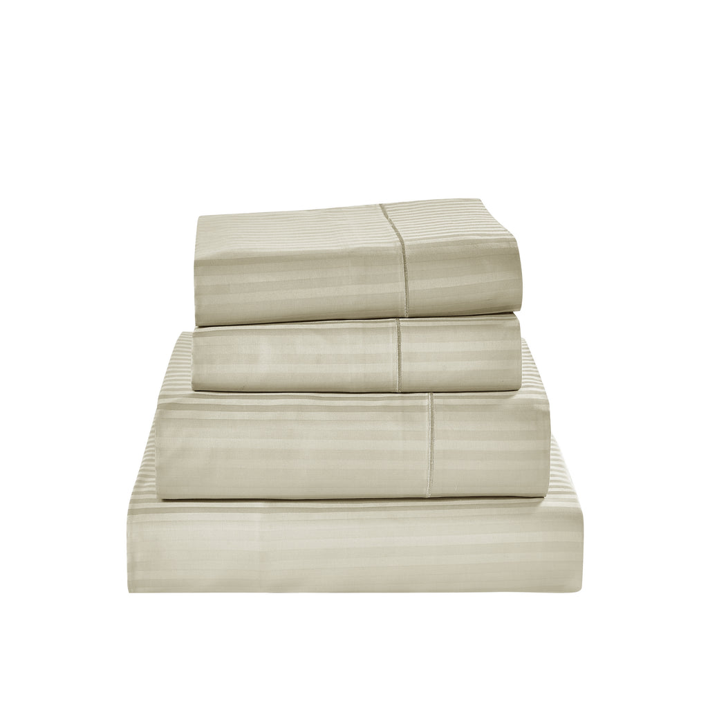 1000 Thread Count Egyptian Cotton Damask Stripe Sheet Set - Long-Lasting Quality, Durable, and Breathability for Premium Sleep