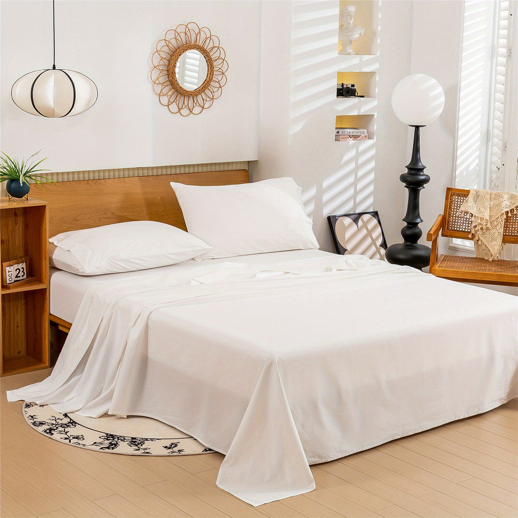 100% Egyptian Cotton Sheets Full\u002FQueen\u002FKing\u002FCal King Size Set; Extra Deep Pocket Full Sheets Set Soft Breathable Cooling 4pcs Bed Sheets with 1 Flat Sheet, 1 Fitted Sheet, 2 Pillowcases(Full, White)