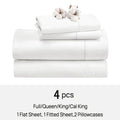 Set of 4 Sheets Made from 100% Cotton, Available in Full, Queen, King, And California King Sizes. These Luxury Cotton Bed Sheets Are Breathable And Come with Pillowcases, Featuring an 18-Inch Deep Pocket. The Set Includes 1 Fitted Sheet