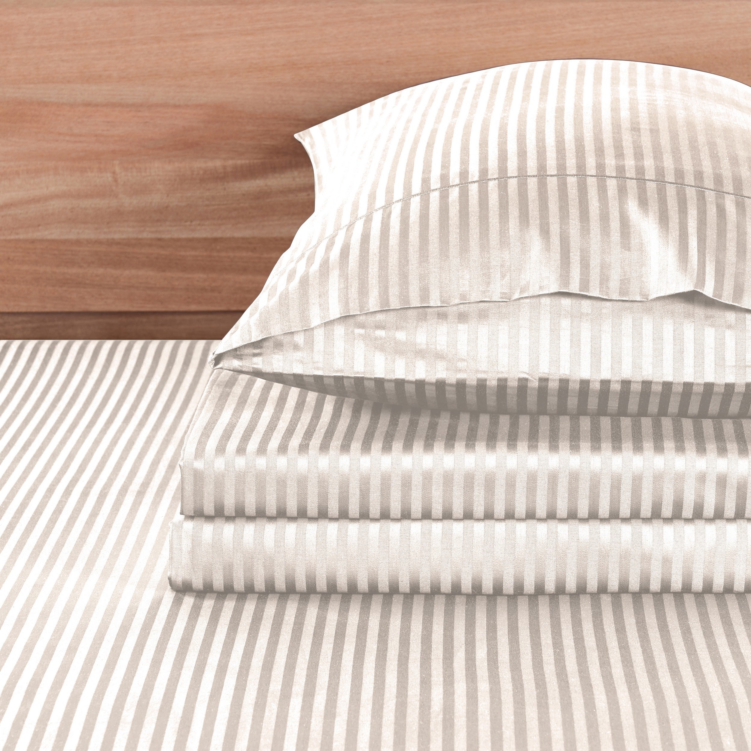 1000 Thread Count Egyptian Cotton Damask Stripe Sheet Set - Long-Lasting Quality, Durable, and Breathability for Premium Sleep