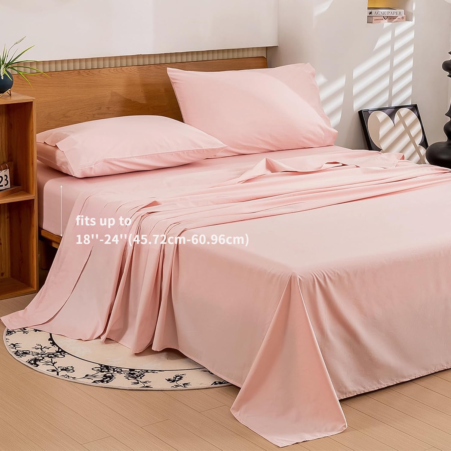 100% Egyptian Cotton Sheets Full\u002FQueen\u002FKing\u002FCal King Size Set; Extra Deep Pocket Full Sheets Set Soft Breathable Cooling 4pcs Bed Sheets with 1 Flat Sheet, 1 Fitted Sheet, 2 Pillowcases(Full, White)