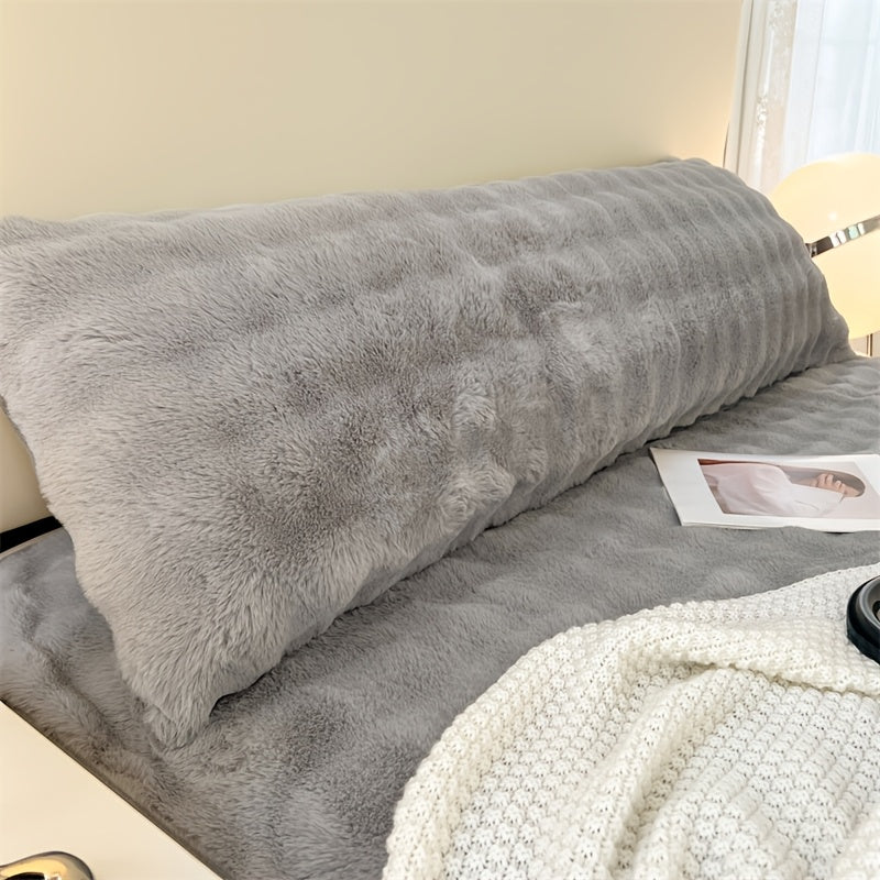 Extra Long Rabbit Hair Milk Velvet Pillowcase - Soft Zipper Closure Bed Pillow Cover, Machine Washable Modern Minimalist Decorative Suitable for Bedrooms, Ideal Gift (No Insert)