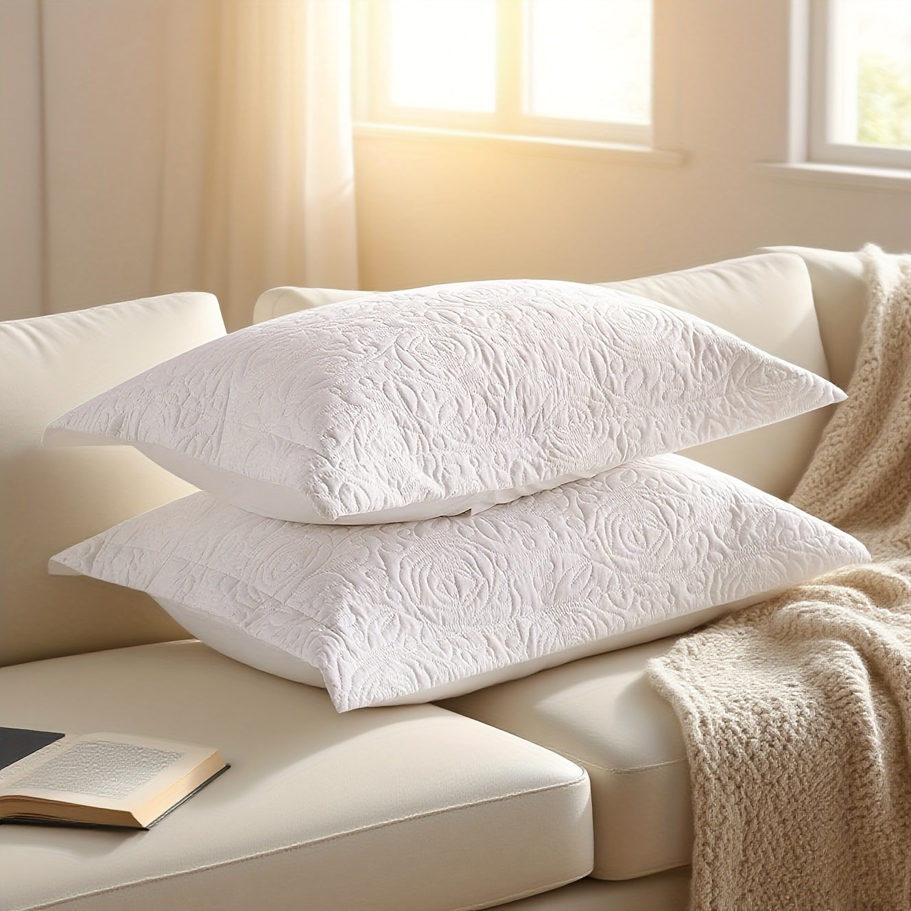 2pcs Embroidered Luxury Pillowcase Set, Solid Color Ultra-Soft Premium Hotel Quality Queen\u002FKing Pillowcase for Home Decor, Soft Breathable Pillow Covers with Envelope Closure
