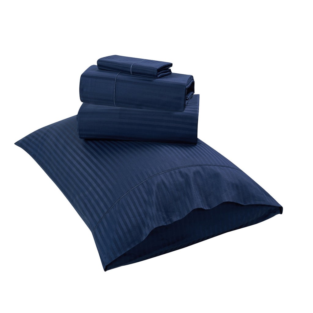 1000 Thread Count Egyptian Cotton Damask Stripe Sheet Set - Long-Lasting Quality, Durable, and Breathability for Premium Sleep